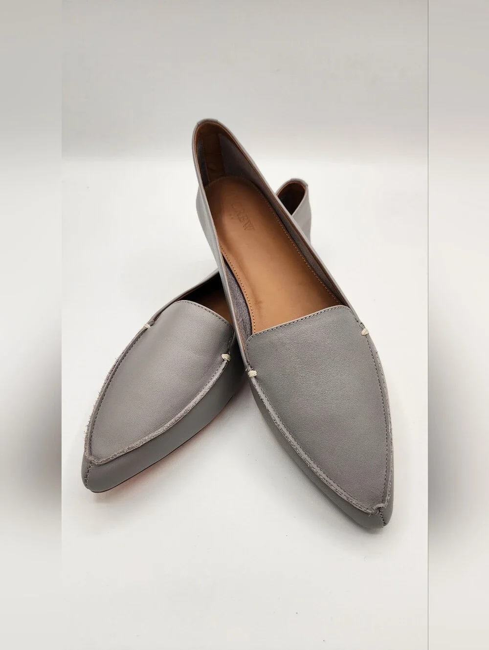 NWOT J.Crew Factory Leather Edie Loafers Pewter Gray Size 11